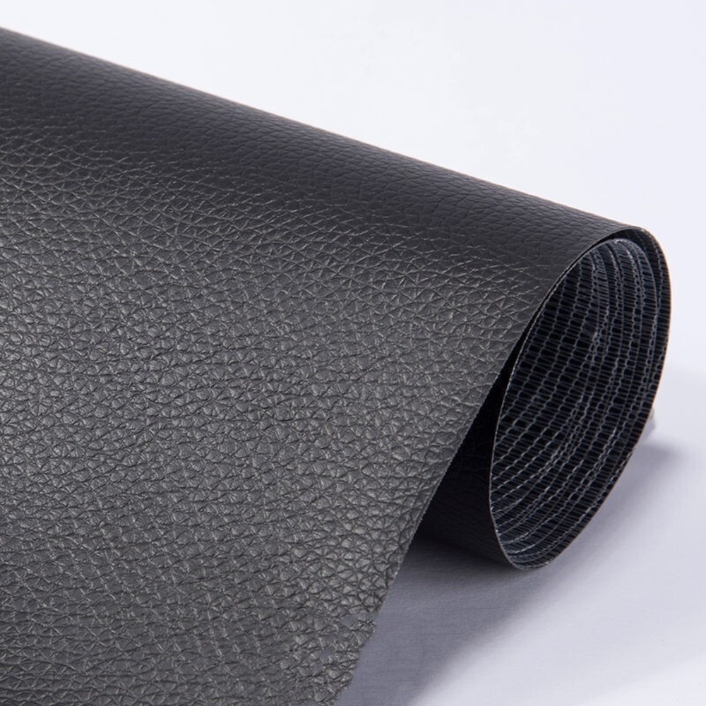 Grained PU Leather Self Adhesive Repair Reupholster Patch Tape Black - 17" x 59"